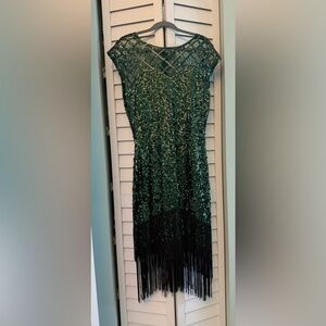 Gorgeous Gatsby Style Dress in Green Sequin Fringe!